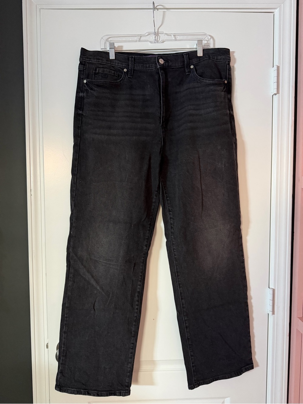 Black Relaxed Straight-Leg Jeans